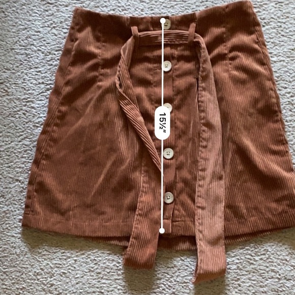 Indigo Rising Brown Corduroy Paper-bag Button Down Split hem Skirt Medium - Picture 6 of 6